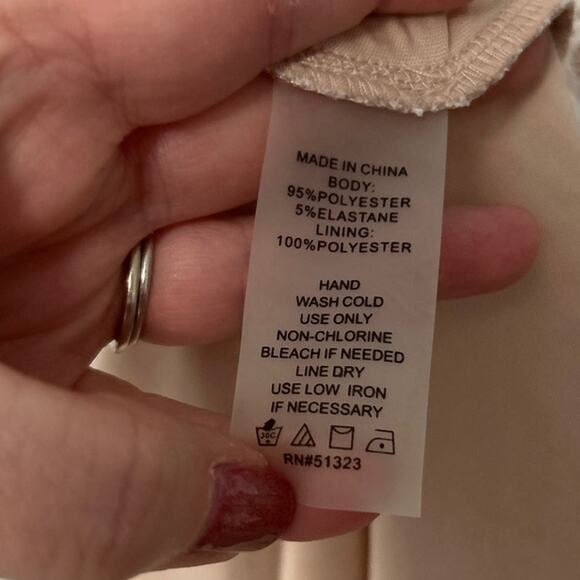 Vince Camuto Dress Cream & Tan Underlay Lace Drop Waist Midi Sleeveless Size S - Picture 6 of 10